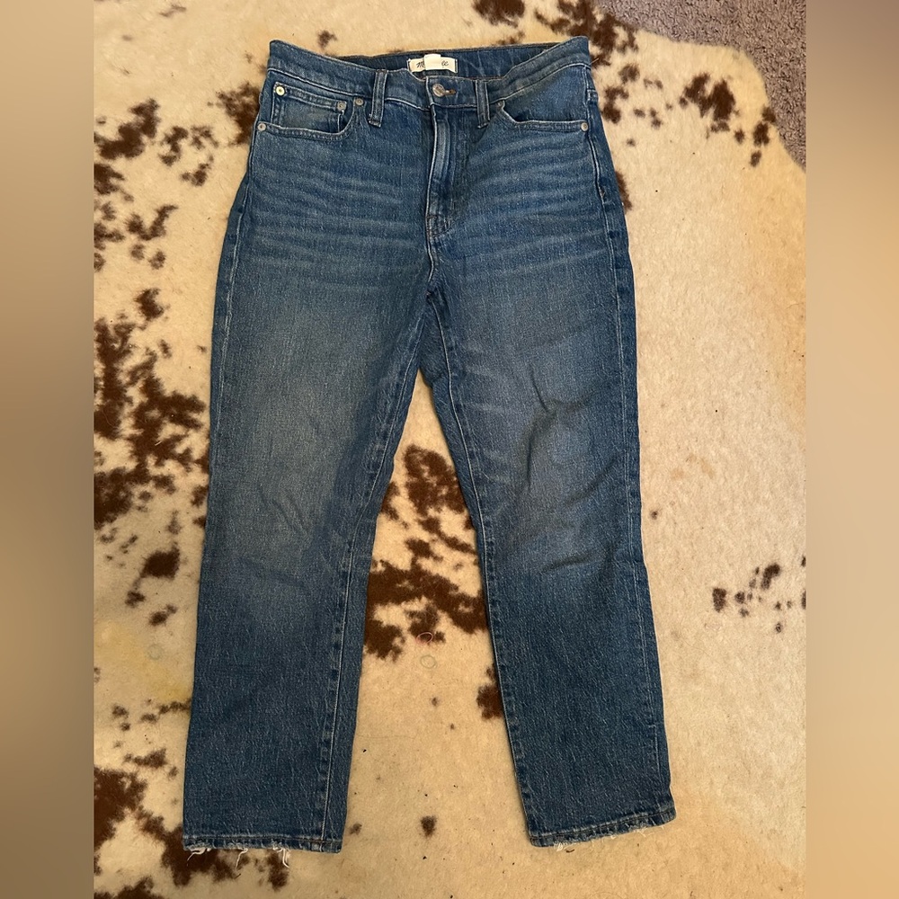 Madewell Blue Straight Jeans Timeless Style Sz 27 high-rise slim crop boyjean